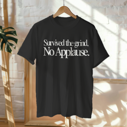 Hanged Up T-Shirt mockup - Survived The Grind, No Applause (CG5655) [dynamic_lifestyle]