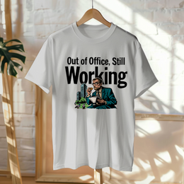 Hanged Up T-Shirt mockup - Out Of Office, Still Working (CG904) [dynamic_lifestyle]