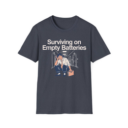 Heather Navy front view - Surviving On Empty Batteries (CG5898) [printify_variant:Heather Navy]