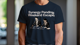 Man Wearing T-Shirt mockup - Synergy Pending Weekend Escape (CG3952) [dynamic_lifestyle]
