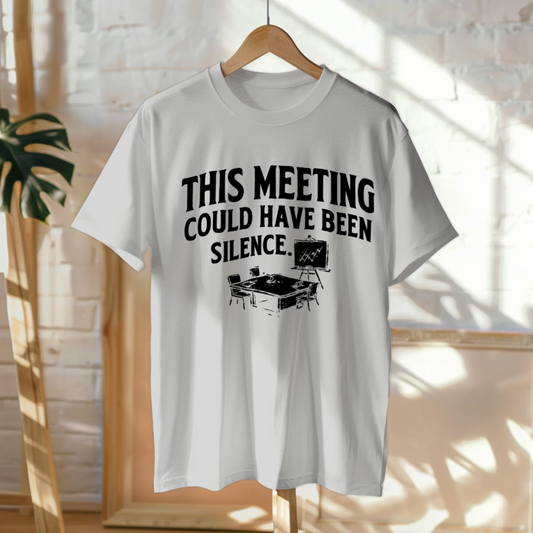 Hanged Up T-Shirt mockup - This meeting could have been silence. (CG3914) [dynamic_lifestyle]