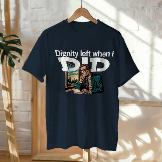Hanged Up T-Shirt mockup - Dignity Left When I Did (CG2528) [dynamic_lifestyle] | v=1775239166644