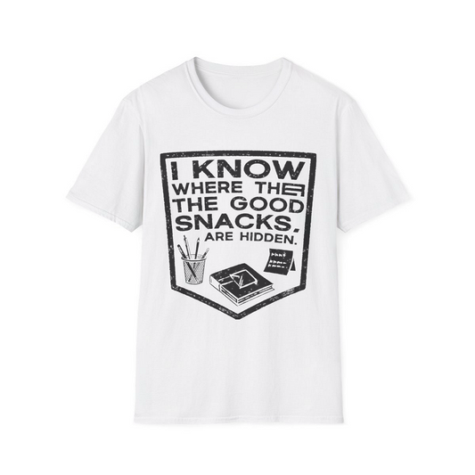 White front view - I know where the good snacks are hidden. (CG3911) [printify_variant:White]