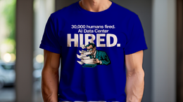 Navy front view - 30,000 HUMANS FIRED. AI DATA CENTER HIRED. (CG7693) [printify_variant:Navy]