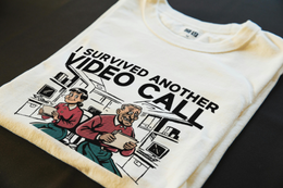 Folded T-Shirt mockup - I Survived Another Video Call (CG5018) [dynamic_lifestyle]