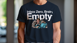Man Wearing T-Shirt mockup - Inbox Zero, Brain Empty (CG112) [dynamic_lifestyle]