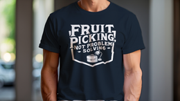 Man Wearing T-Shirt mockup - Fruit Picking, Not Problem Solving (CG3354) [dynamic_lifestyle]