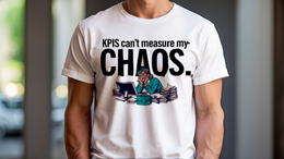 Man Wearing T-Shirt mockup - KPIs can't measure my chaos. (CG3926) [dynamic_lifestyle]