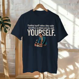 Hanged Up T-Shirt mockup - PASSIVE LAYOFF: WHEN THEY MAKE THE OFFICE SO MI... (CG8030) [dynamic_lifestyle]