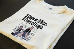 Folded T-Shirt mockup - 5 DAYS IN OFFICE, 0 DAYS OF LOGIC (CG4720) [dynamic_lifestyle]