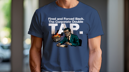 Heather Navy front view - FIRED AND FORCED BACK. THE CORPORATE DOUBLE TAP. (CG7702) [printify_variant:Heather Navy]