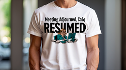 Man Wearing T-Shirt mockup - Meeting Adjourned, Call Resumed (CG4871) [dynamic_lifestyle]