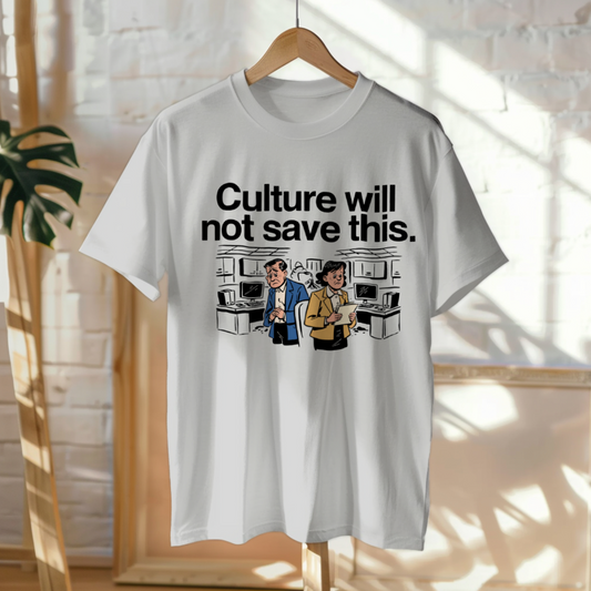 Hanged Up T-Shirt mockup - Culture Will Not Save This. (CG-00001) [dynamic_lifestyle]