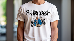 Man Wearing T-Shirt mockup - Off the Clock, On the Edge (CG5025) [dynamic_lifestyle] | v=1774651256531