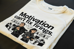 Folded T-Shirt mockup - Motivation Can’t Fix Firings (CG3369) [dynamic_lifestyle]