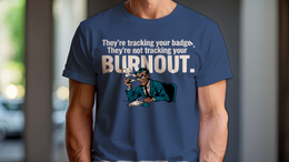 Heather Navy front view - THEY'RE TRACKING YOUR BADGE. THEY'RE NOT TRACKI... (CG8014) [printify_variant:Heather Navy]