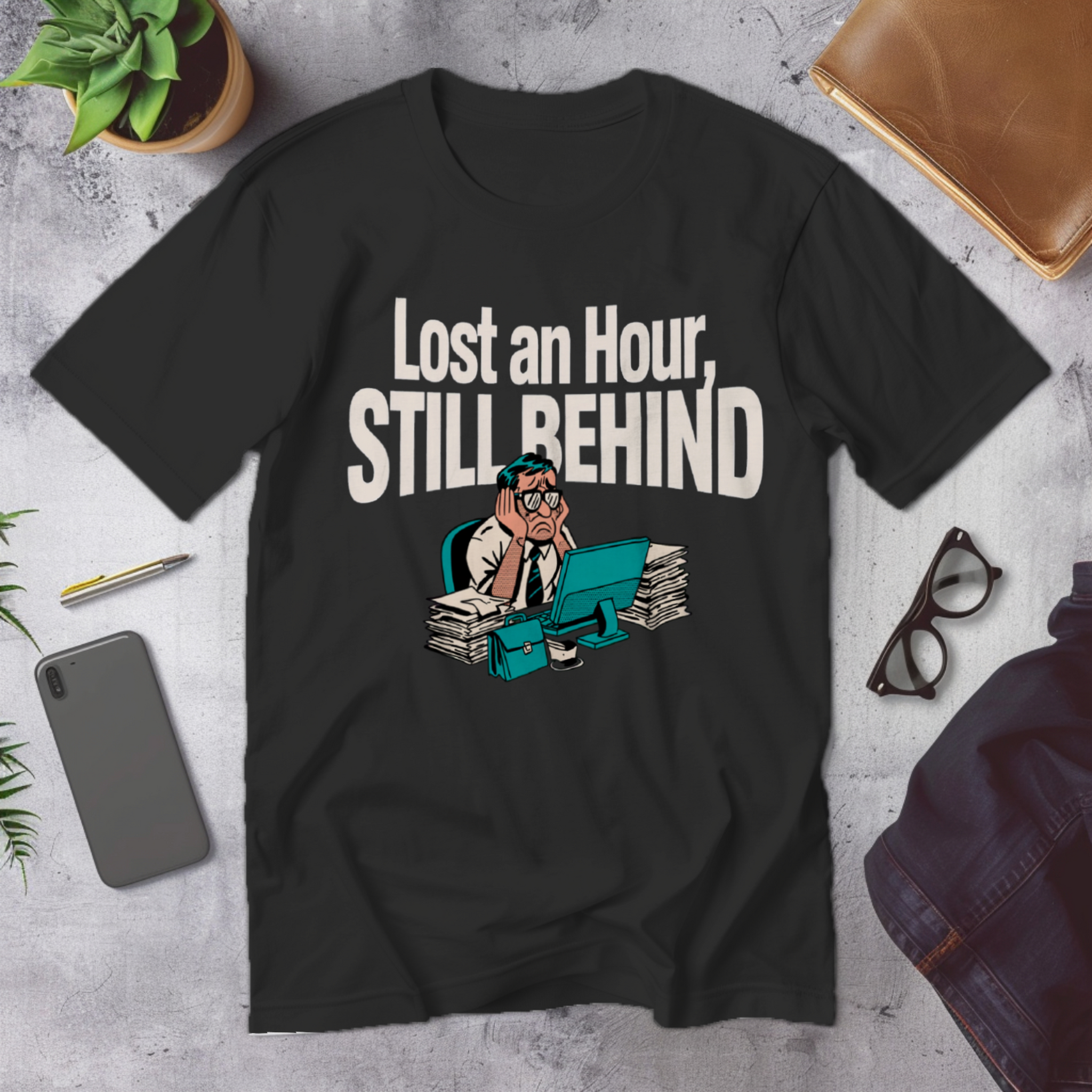 Lost an Hour, Still Behind Schedule | Corporate Grind Tee