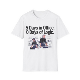 White front view - 5 DAYS IN OFFICE, 0 DAYS OF LOGIC (CG4720) [printify_variant:White]