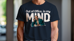 Man Wearing T-Shirt mockup - Out Of Office, In My Mind (CG2333) [dynamic_lifestyle]