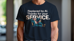 Man Wearing T-Shirt mockup - REPLACED BY AI. THANKS FOR YOUR SERVICE. (CG7675) [dynamic_lifestyle]