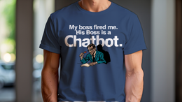 Heather Navy front view - MY BOSS FIRED ME. HIS BOSS IS A CHATBOT. (CG7684) [printify_variant:Heather Navy]