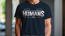 Man Wearing T-Shirt mockup - Investing in AI, Divesting in Humans (CG4159) [dynamic_lifestyle]