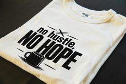 Folded T-Shirt mockup - NO HUSTLE, NO HOPE (MANUAL_MOEFIYGH) [dynamic_lifestyle]