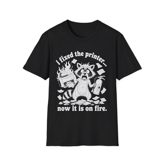 Black front view - I FIXED THE PRINTER NOW IT'S ON FIRE (MANUAL_MOT3D5WN) [printify_variant:Black]