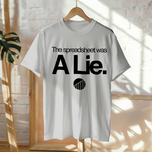 Hanged Up T-Shirt mockup - The spreadsheet was a lie. (CG3923) [dynamic_lifestyle]