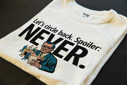 Folded T-Shirt mockup - Let's Circle Back. Spoiler: Never. (CG893) [dynamic_lifestyle]