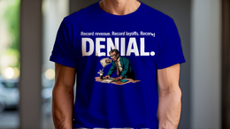 Navy front view - RECORD REVENUE. RECORD LAYOFFS. RECORD DENIAL. (CG7996) [printify_variant:Navy]