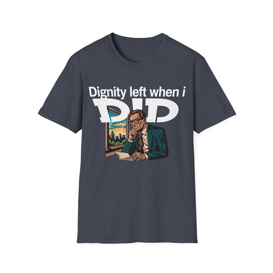 Heather Navy front view - Dignity Left When I Did (CG2528) [printify_variant:Heather Navy] | v=1775239166644