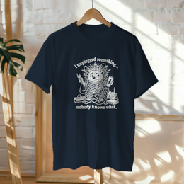 Hanged Up T-Shirt mockup - I UNPLUGGED SOMETHING. NO BODY KNOWS WHAT. (MANUAL_MOTAA6M8) [dynamic_lifestyle]