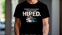 Black front view - 30,000 HUMANS FIRED. AI DATA CENTER HIRED. (CG7693) [printify_variant:Black]