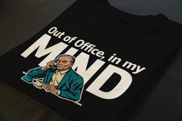 Folded T-Shirt mockup - Out Of Office, In My Mind (CG2333) [dynamic_lifestyle]